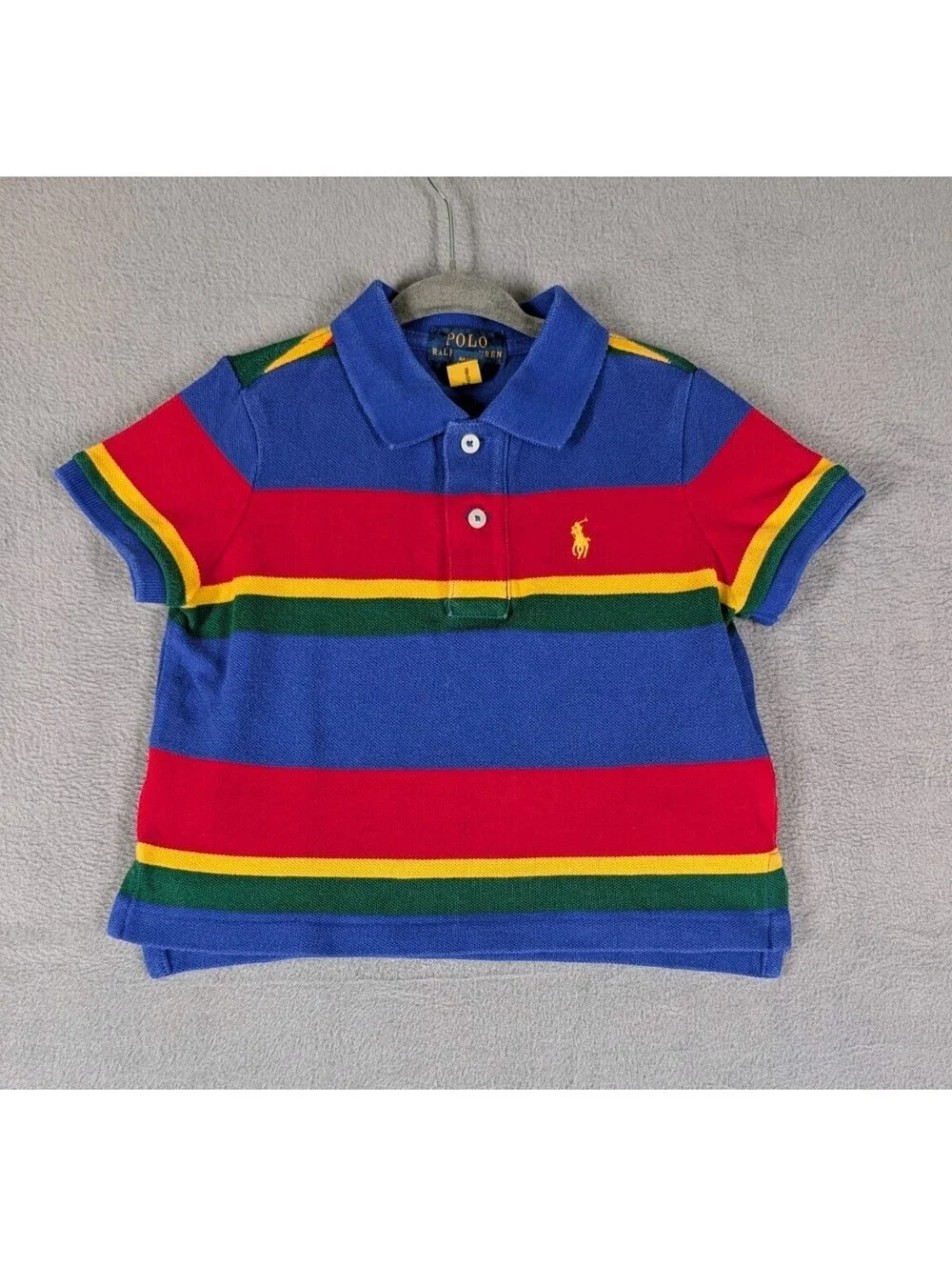 Polo Ralph Lauren Boys 3T Blue Stripe Polo Shirt Colorblock Preppy Classic Top